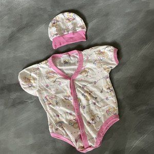 Tuti Fruti Baby Infant Girl Bodysuit Hat Bear Fairy 6/9 Month One Piece